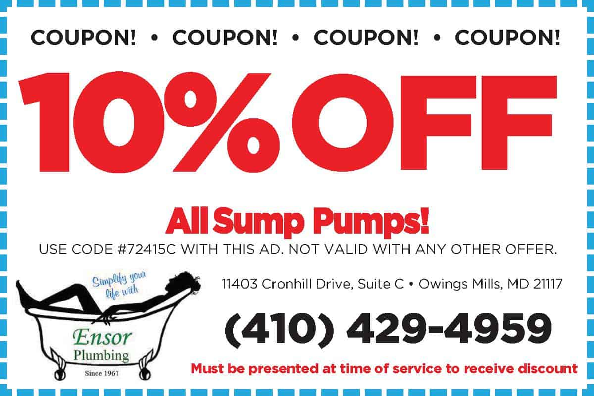 10% off sump pumps - Ensor Plumbing